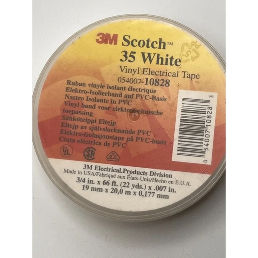 Lot 3M 35 Scotch Vinyl Electrical Color Coding Tape 3 Rolls--Two White One Brown